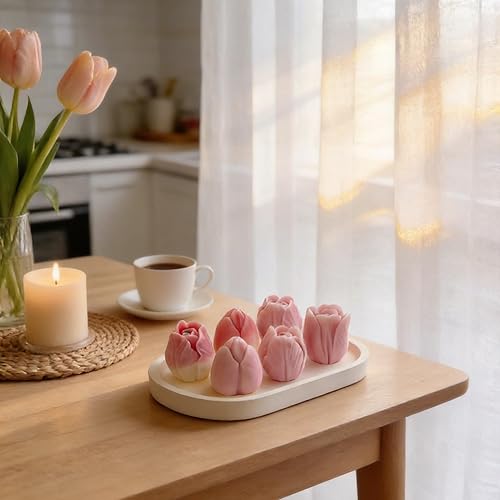 Miniatura 4 de 3 moldes de silicona de flores de tulipán 3D de resina floral para velas de jabón, molde de flores de fondant de chocolate para decoración de velas
