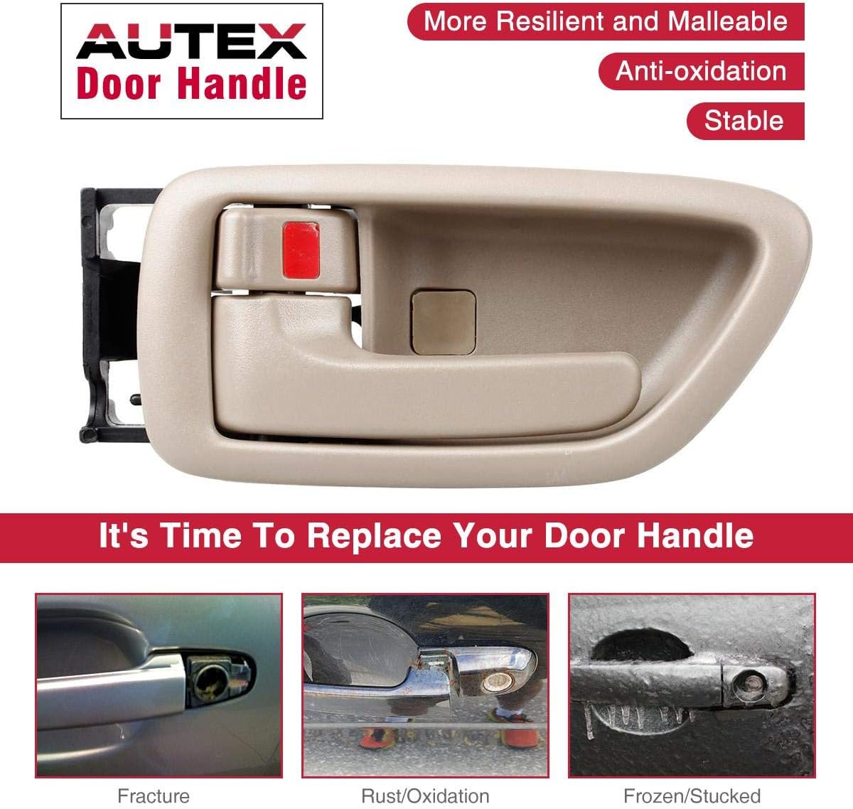 AUTEX Door Handle Interior Front/Rear Left Driver Side Beige Door Handle 81282 Compatible with Avalon 2004-00, Tundra (Double Cab Only) 2004-06