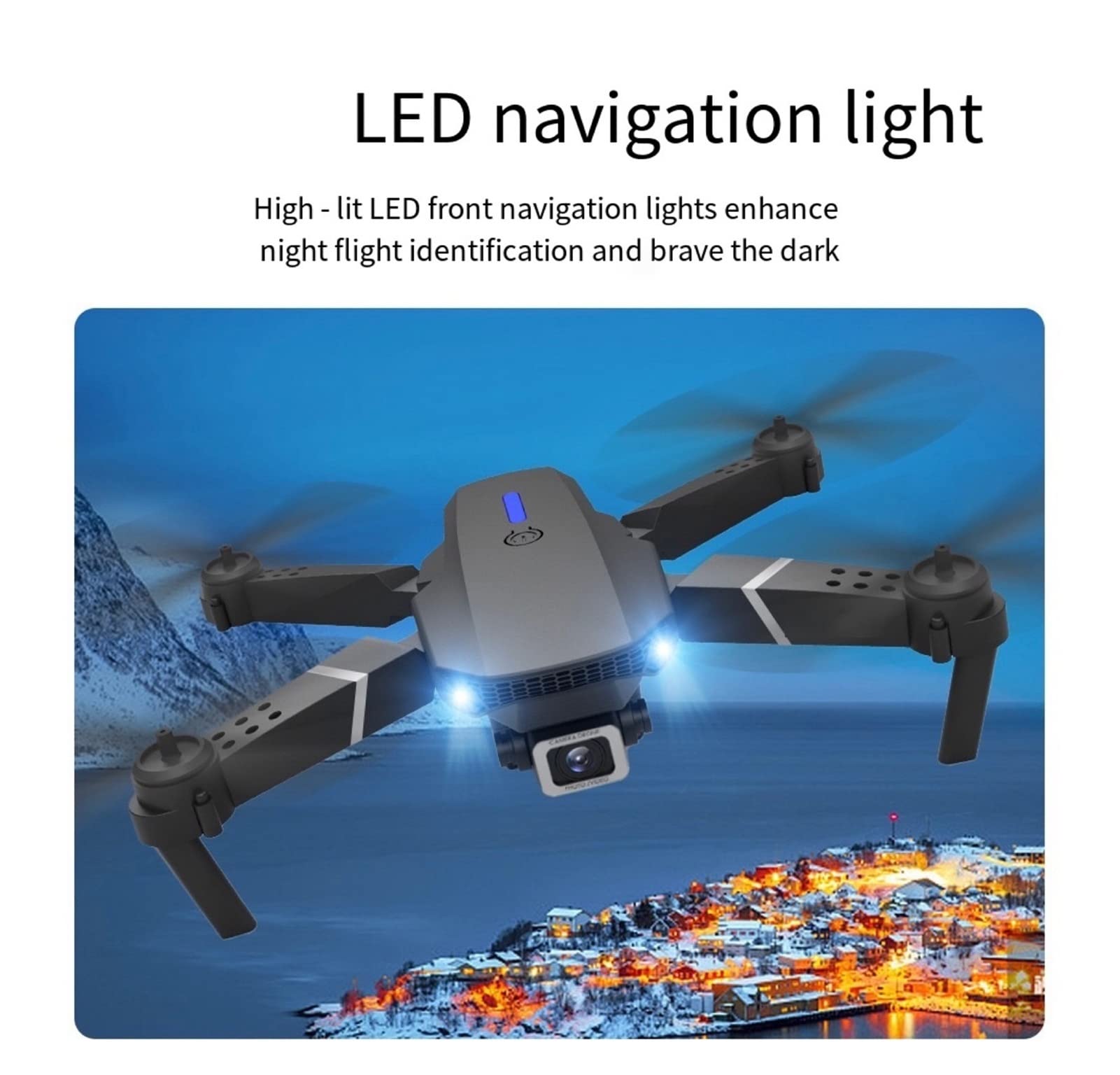 Składany dron Quadcopter Mini Drone 4K Professional HD Podwójna kamera 1080P WiFi Fotografia lotnicza Helikopter Składany quadcopter Kamera Drony Zabawki (Kolor : Brak kamery Rozmiar: 1) (1080P 2B 1)