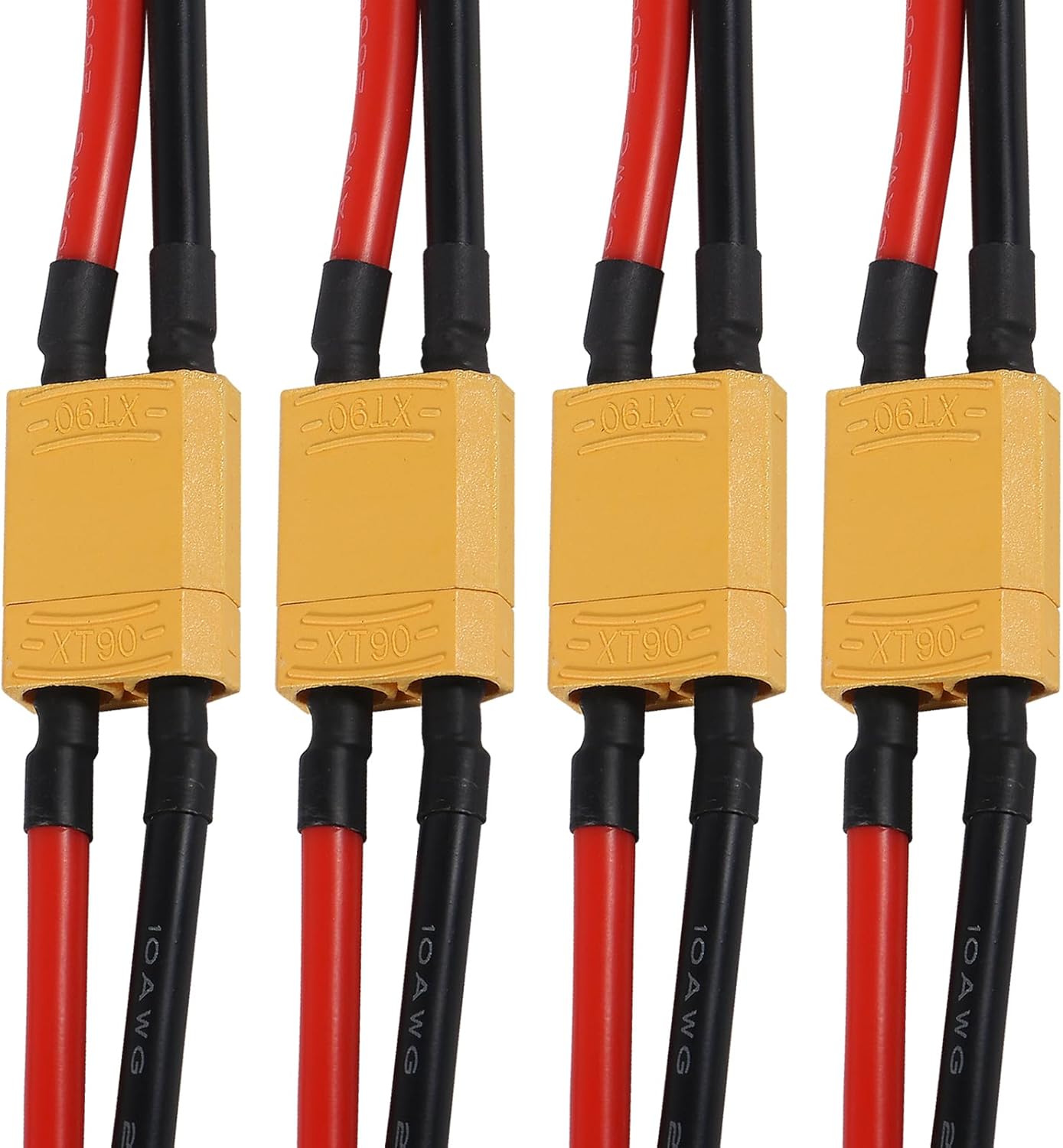 4 Pair XT90 Plug Male Female Connector with 100mm 10AWG Silicon Wire for RC Lipo Battery FPV Drone