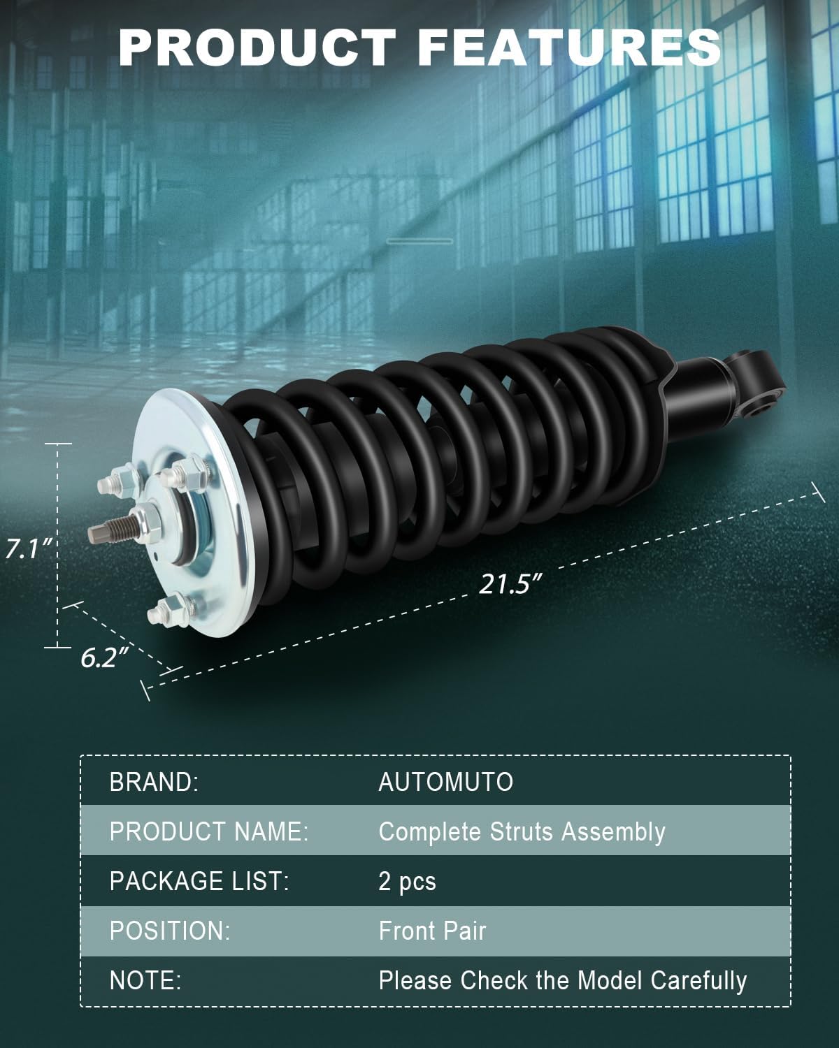 AUTOMUTO Front Pair Complete Struts Coil Spring Assembly Shock Absorber Compatible with 2005-2014 for Nissan Frontier Struts 171102