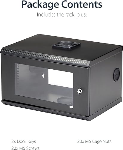 Miniatura 6 de StarTech.com Gabinete de red de montaje en pared de 2 postes 6U con estante de 1U, kit de rack de servidor montado en la pared de 19 pulgadas para