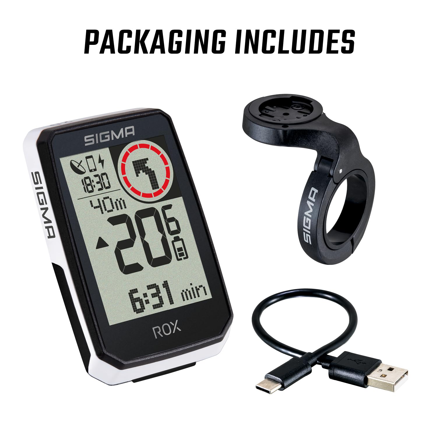 SIGMA ROX 2.0 ENDURANCE Bianco | 26h di durata della batteria | computer da bici wireless | GPS e navigazione incluso OVERCLAMP Butler | navigazione GPS outdoor | compatibile con le e-bike