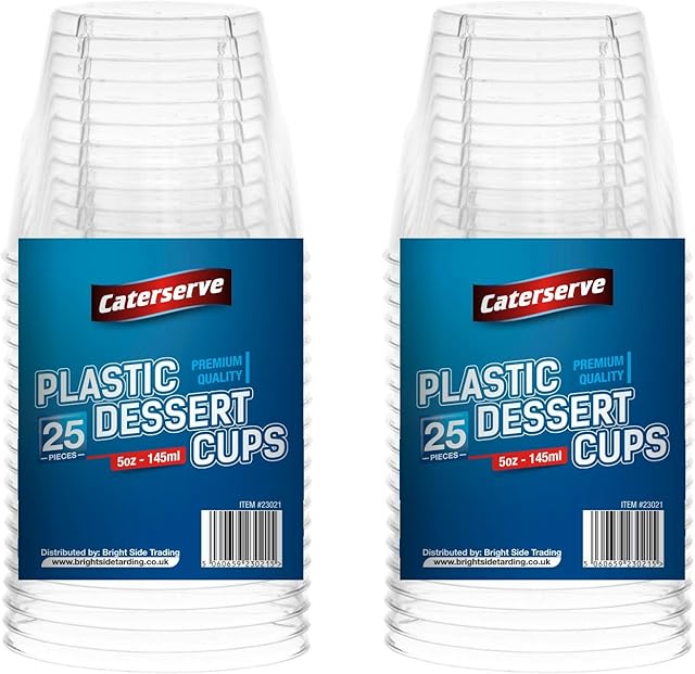 Caterserve Crystal Clear Hard Plastic Dessert Cups Multi-Use tumblers 5oz-145ml (50 Pcs)