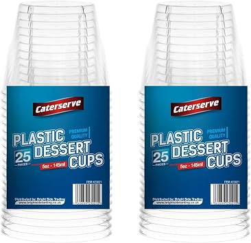 Caterserve Crystal Clear Hard Plastic Dessert Cups Multi-Use tumblers 5oz-145ml 50 Pcs