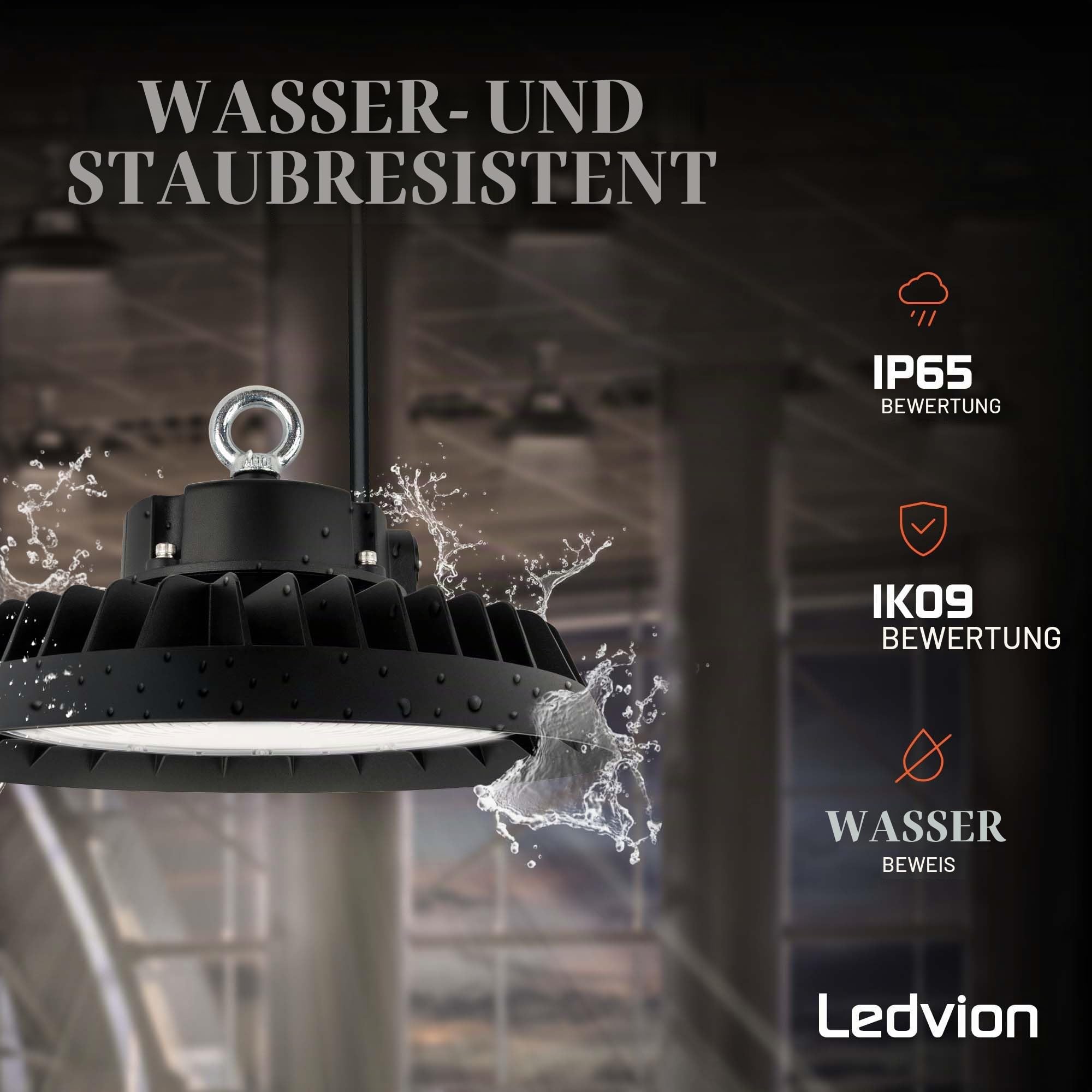 Ledvion LED Hallenstrahler 200-180-160W 185lm/W 4000K Dimmbar IP65