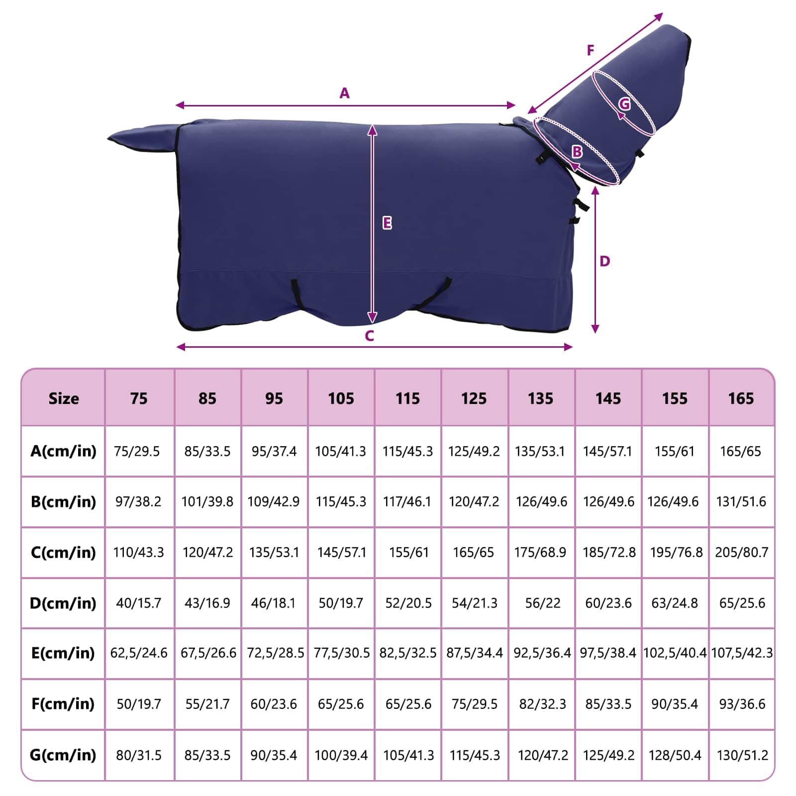 Manta para caballos azul marino, 135 cm, poliéster, transpirable y ligera, para entrenamiento, establo y transporte, sin cubierta para el cuello, azul marino