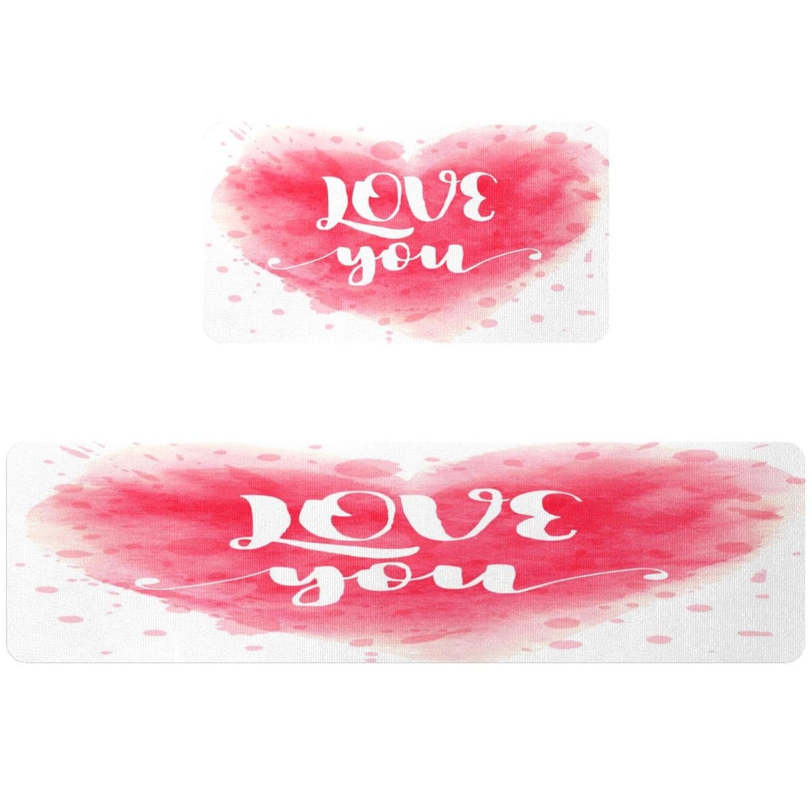 Tapis de cuisine lavable pour éviter les glissades motif cœur x2