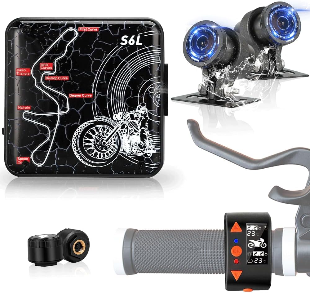 VSYSTO Motorcycle Dash Camera ，150° Wide Angle Motorcycle Front and Rear Cameras ，WiFi APP,Dual 1080P Starlight Night Vision Cameras,OLED Wired Controller,TPMS，Waterproof，G-Sensor,Loop Recording