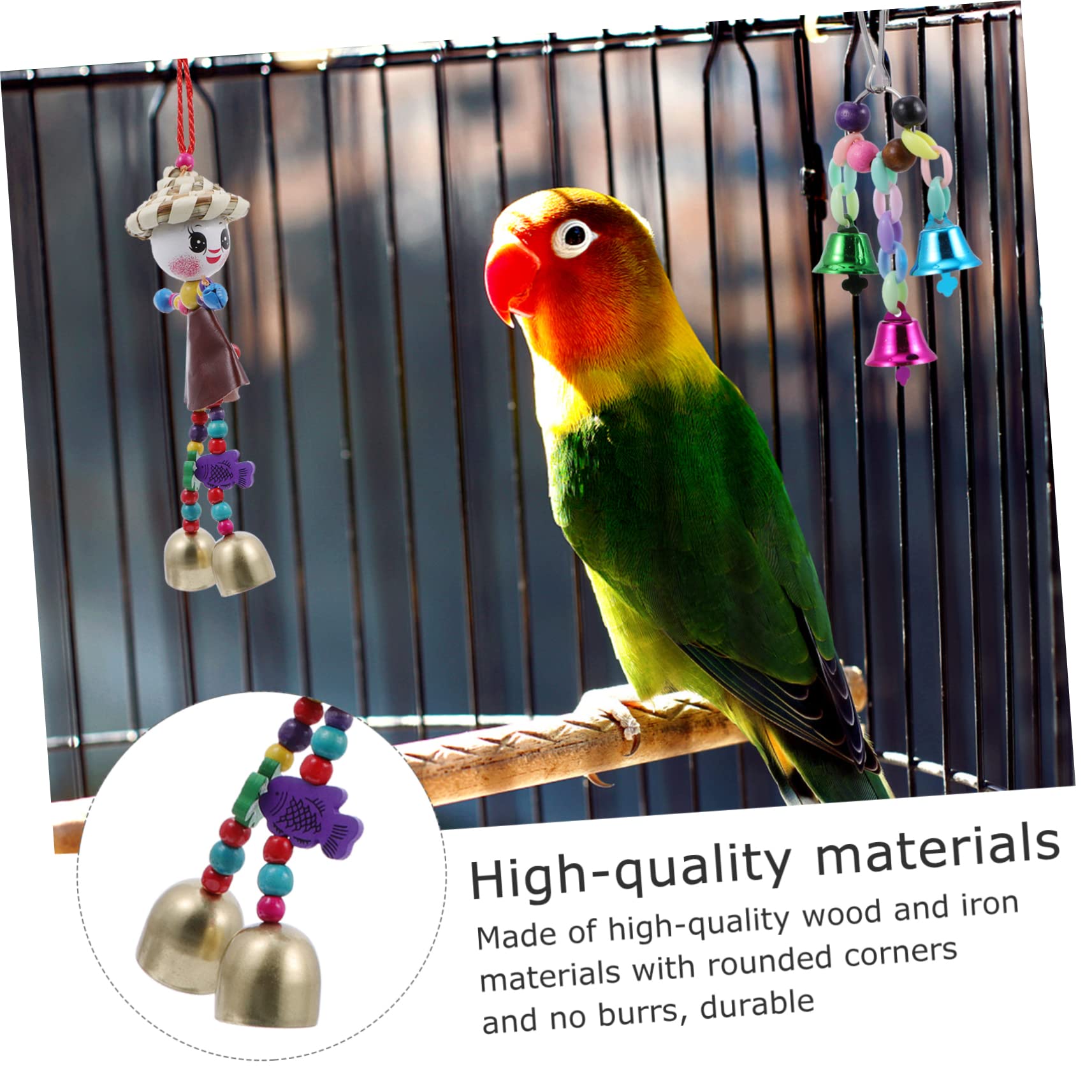 Juguete de Columpio para Pájaros, Set 5 Piezas de Madera | Rebabas, Decoración para Hogar, Apto para Aves y Fringílidos, Puente Multicolor Colgante