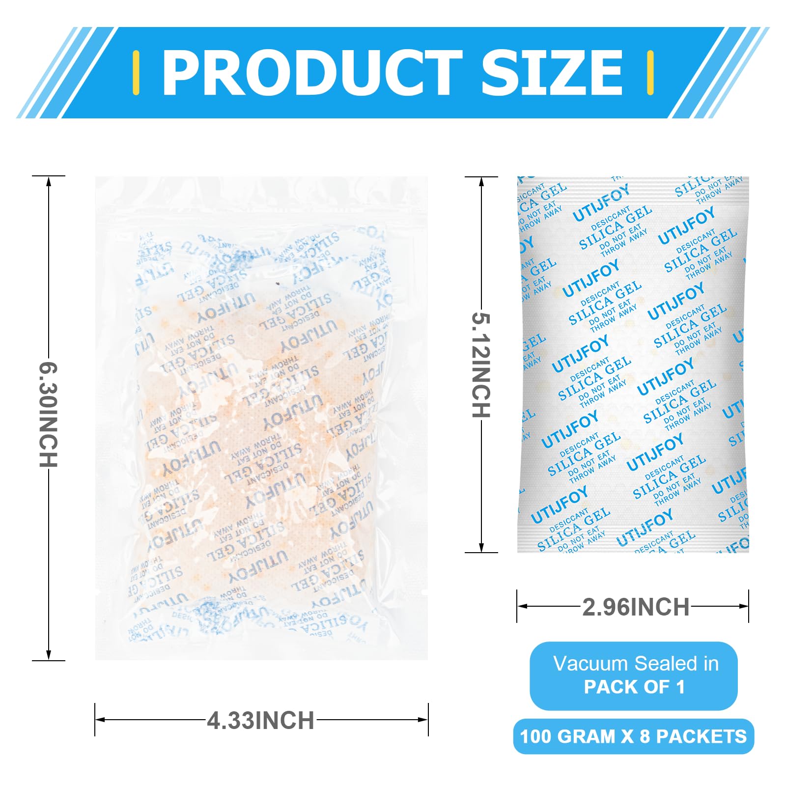 Sacchetti Gel Di Silice UTIJFOY - 110 Confezioni Da 2g Con Indicatore Di Umidità - Foto 8