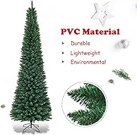 Vista 19 de BestComfort 5ft/6ft/7ft/8ft/9ft Artificial Pencil Christmas Tree, Unlit Hinged Slim Skinny Tree with 220/400/700/1000/1500 Branch Tips and Metal