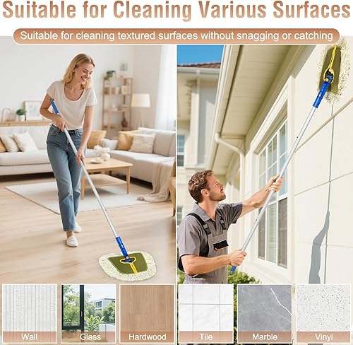 Miniatura 4 de Trapeador de polvo comercial para suelos de madera, mopas industriales secas con almohadillas de repuesto de algodón para limpiador de paredes,