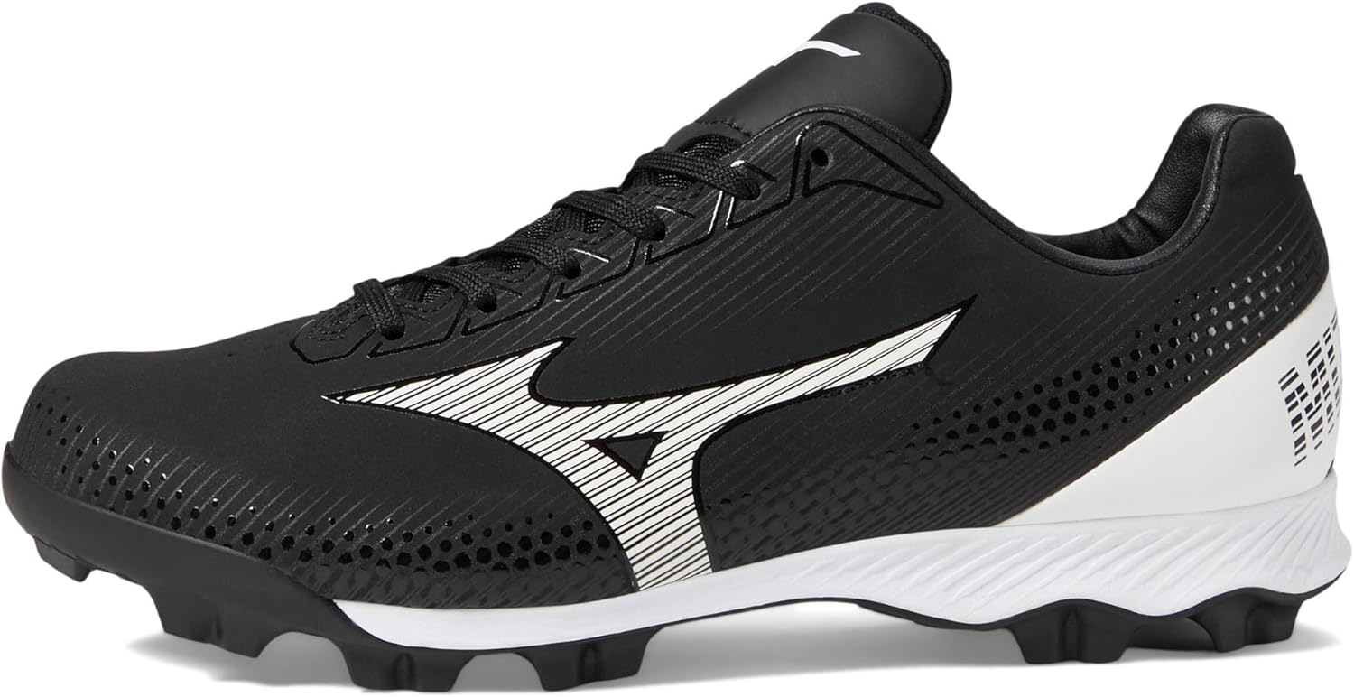 Mizuno Wave Lightrevo Youth Baseball Shoe, Black-White, 10