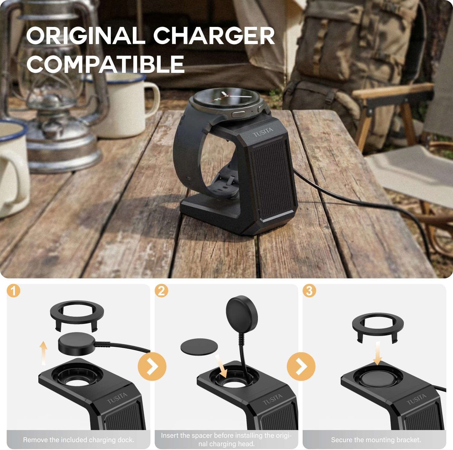 TUSITA Charger Stand Compatible with Samsung Galaxy Smart Watch - Multi-Angle Adjustment