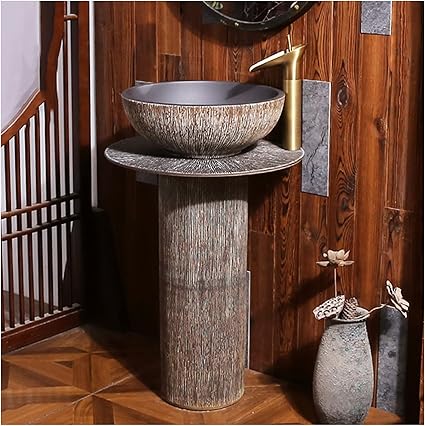 Yrra Pedestal Lavatory Sink Art Pedestal Bathroom Sink Toilets Basins Handmade With Drain Installation Hole For Indoor And Outdoor Without Mirror Amazon Co Uk Diy Tools