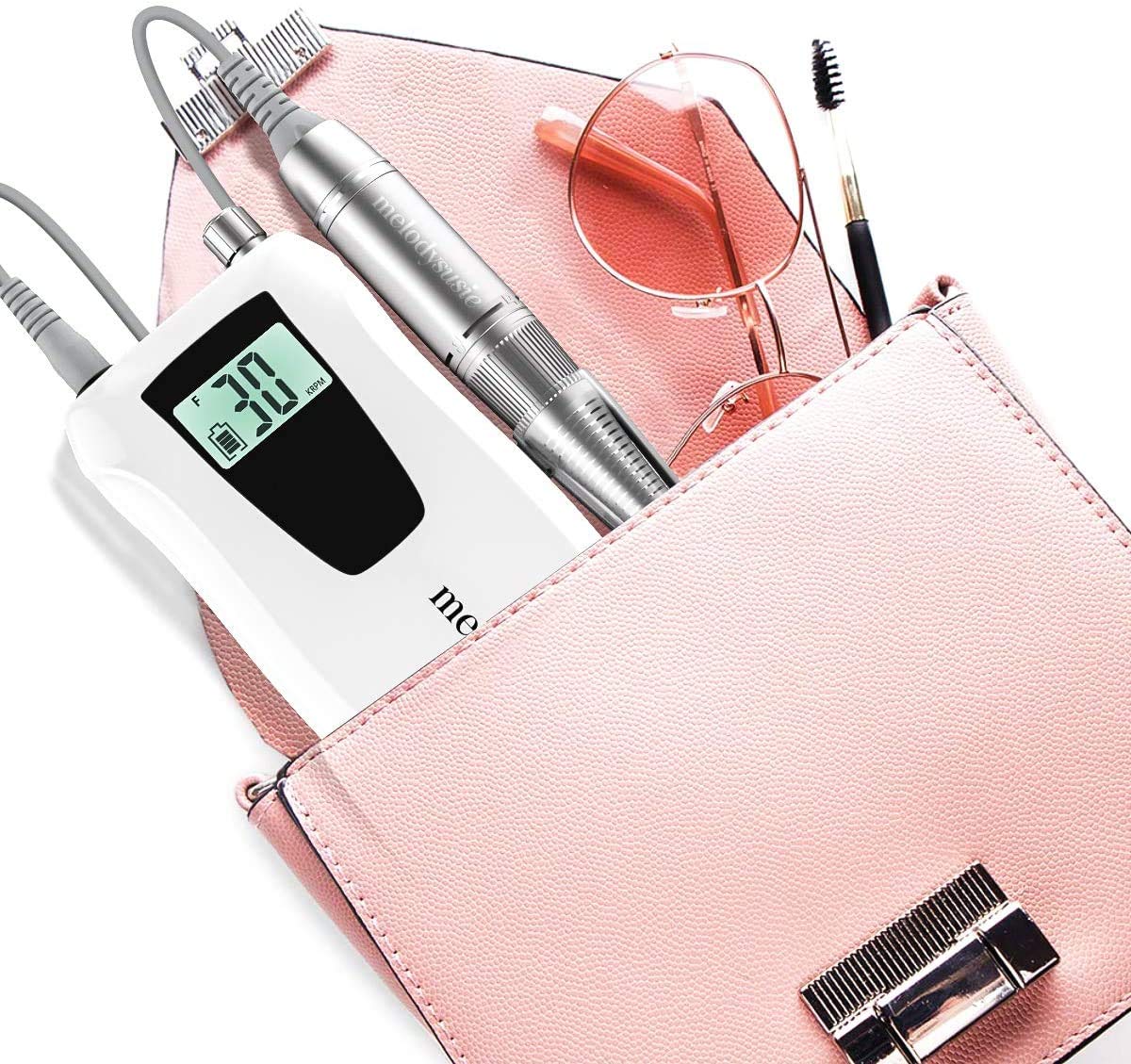 MelodySusie SC320D Professioneller Nagelfräser, 30.000 U/min, Wiederaufladbare Elektrische Nagelfeile mit LCD-Anzeige, Drehzahlregelbar, für Acryl- & Gelnägel, für Salon