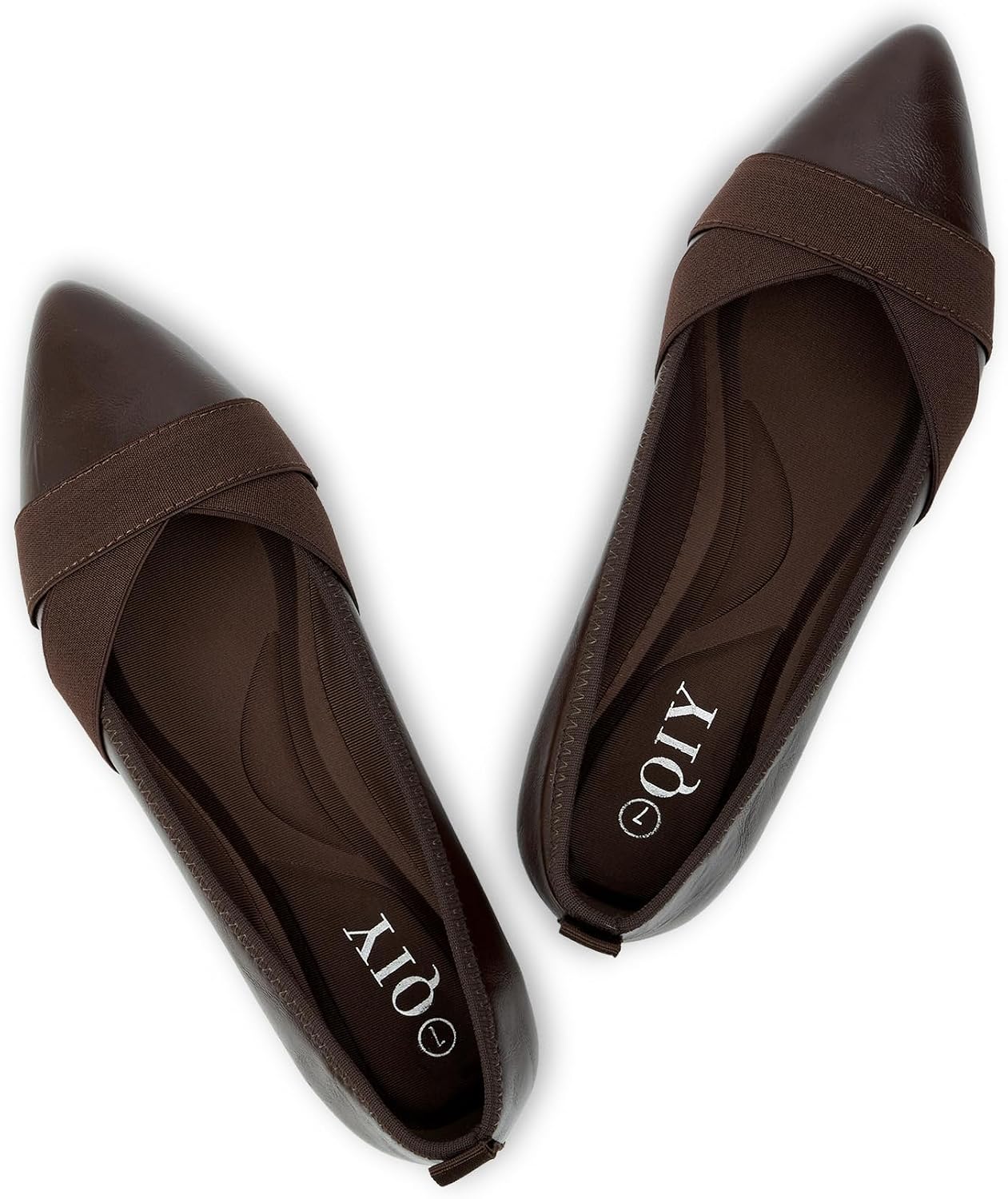 QIY Women's Pointed Toe Flats Slip On Comfortable Dress Shoes