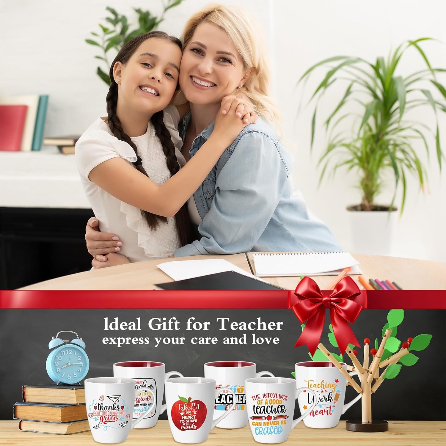 Shellwei 6 Pack Teacher Coffee Mugs Set 11 oz Ceramic It Takes a Big Heart Coffee Mug Mugs with Handles for Women Men Kindergarten Preschool Primary Teacher Appreciation Gifts(Colorful)