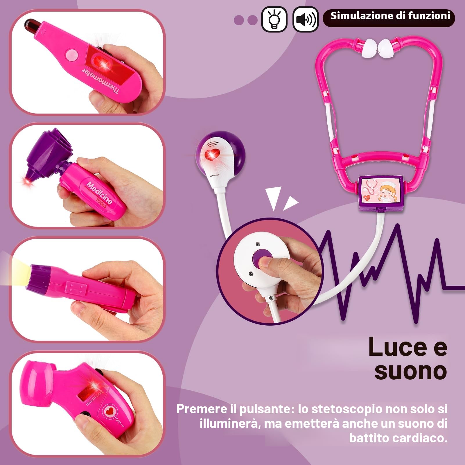 HERSITY Veterinario Bambini con Cane Peluche, Giocattoli Valigetta Dottore Veterinario Accessori, Giochi Bambina Gioco di Ruolo Regalo 3 4 5 Anni