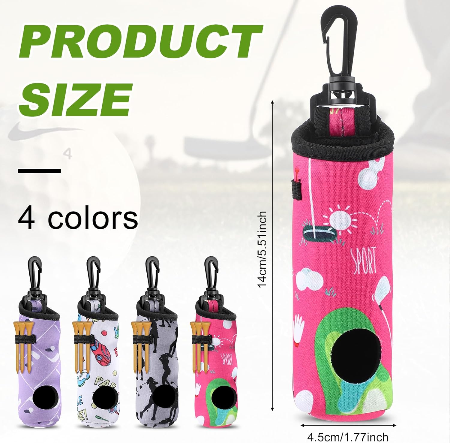 4 Pieces Golf Tee Holder Golf Ball Carry Bag Pouch Ball Holder Keychain Belt Clip Gifts Accessories - Image 2