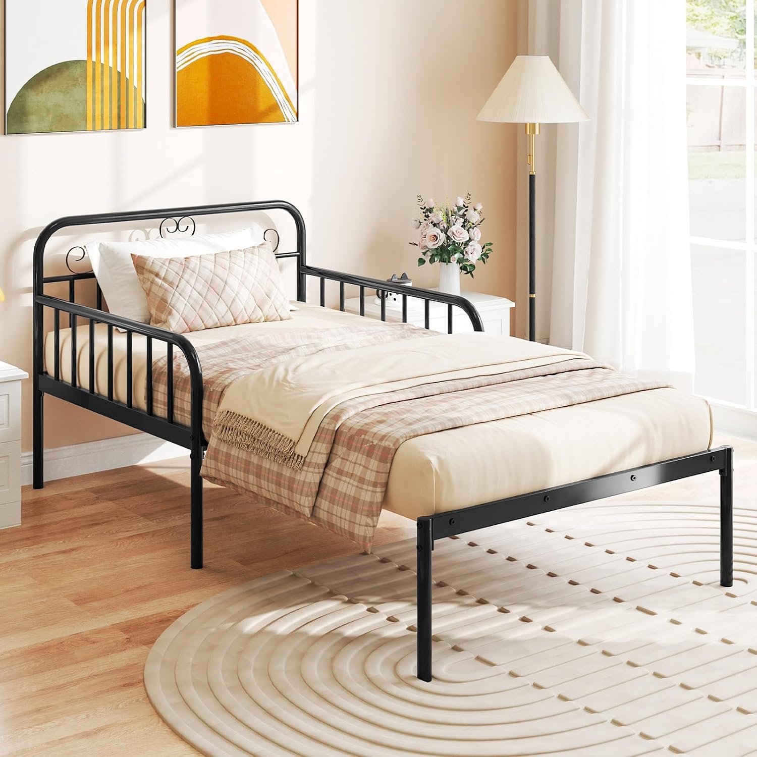Amazon.com: Giantex Metal Twin Bed Frame, Convertible Sofa Bed with ...