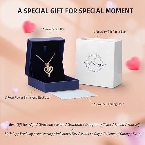 Miniatura 5 de Collar para mujer, regalos para esposa, novia, aniversario de boda, collares de regalo para mujeres, cumpleaños, oro rosa de 18 quilates, regalo de