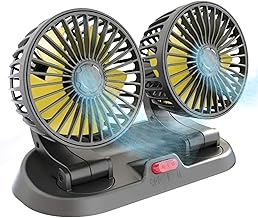 DETACHI 12V DC Electric Car Fan for Dashboard, Portable Fan With 360°Rotatable Head & 3Speed Control-Pack 2, Ultra Silent Operation, Brushless Motor, Suitable For Car,SUV,Bus,Desk-22X14X10cm