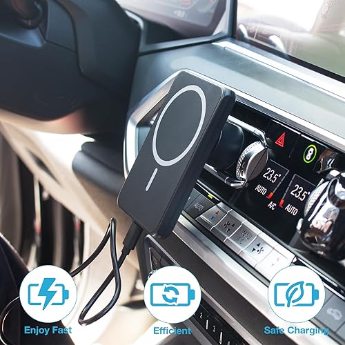 Miniatura 8 de Cargador inalámbrico magnético para automóvil, 7.5 W, cargador inalámbrico de coche de carga rápida para iPhone, tanto con cargador inalámbrico como
