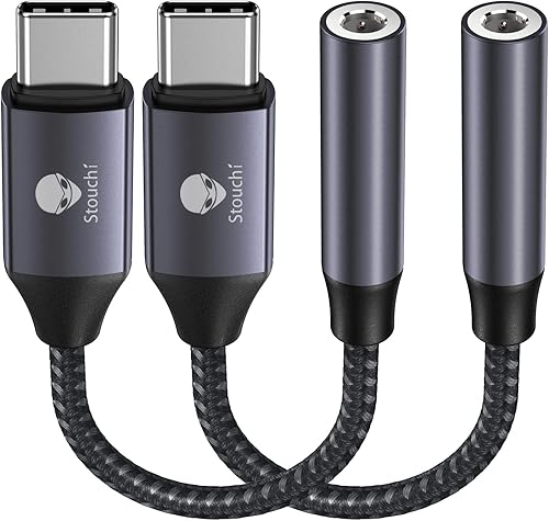 Vista 34 de Stouchi Adaptador de audio USB C a 0.138 in (2 paquetes) tipo C para auriculares tipo C, cable DAC de alta fidelidad para iPhone 17/16/15, Pixel