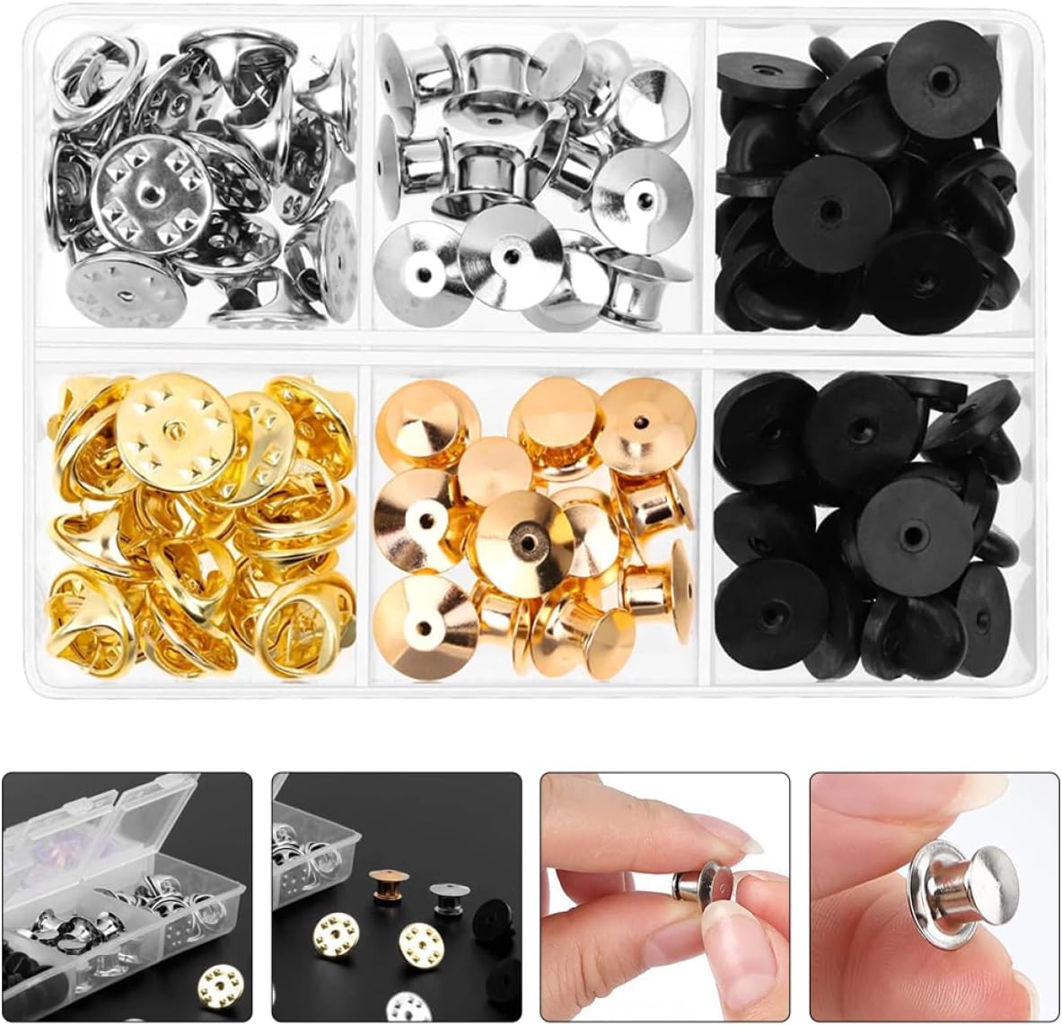 84pcs Decorative Pin Back Clasp Metal Pin Keepers for Craft Making Replaceable Butterfly Clutch Backing for Brooches Name Tags and Lapel