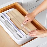 YouCopia Drawer Foil, Plastic Wrap, Parchment and Wax Paper with Safety Cutters and Labels for Kitchen Organization, 3-in-1, Speckled White - 5