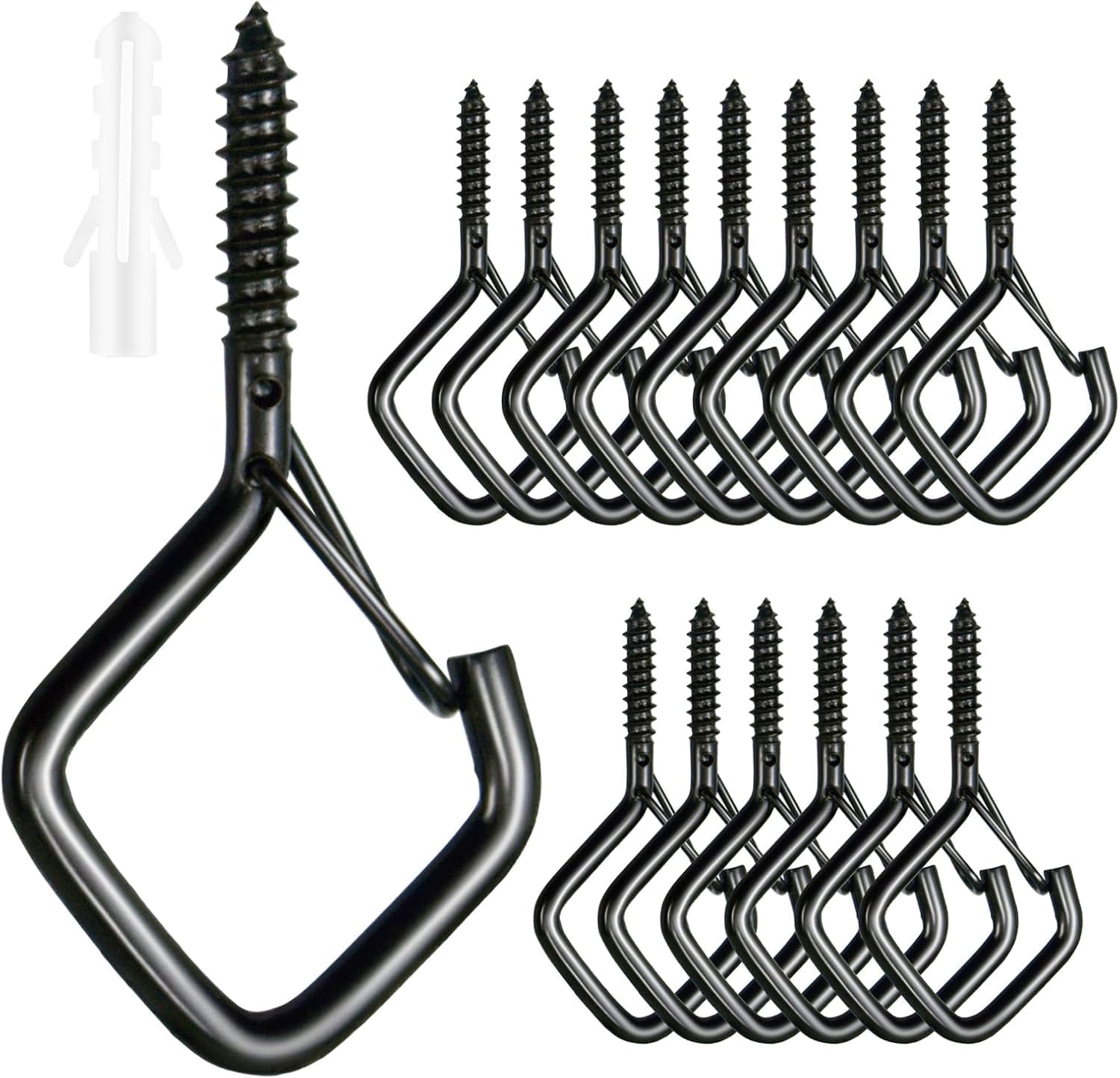 Screw Hooks 1.65 Inch, Small Metal Ceiling Hooks for Outdoor String Lights, Wind Chimes, Lanterns, and Hanging Decorations Indoor and Outdoor (Black, 36PCS)