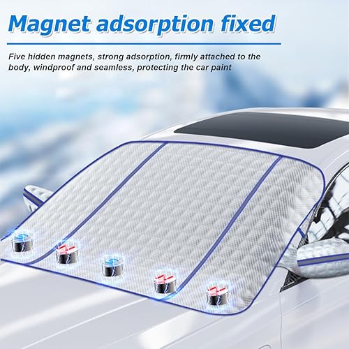 Miniatura 3 de Cubierta de nieve para parabrisas de automóvil, cubierta de eliminación de granizo de hielo con borde magnético, parasol para parabrisas de