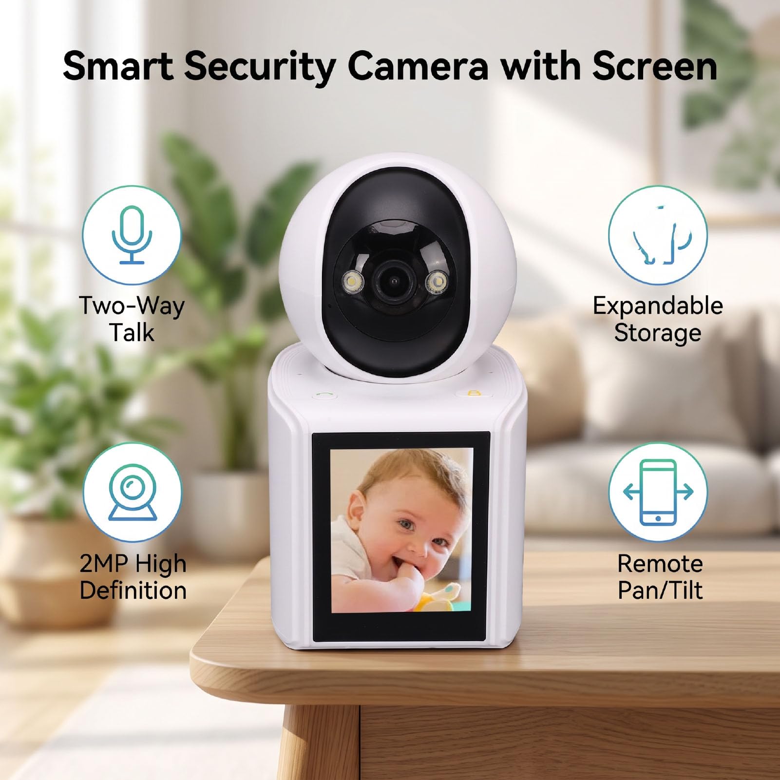 Telecamera di Sicurezza con Schermo WiFi2.4G Bluetooth Bidirezionale (Spina europea)