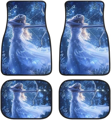 Zodiac Sagittarius Woman Car Floor Mats 4 Piece Set Non-Slip Waterproof Automotive Carpet