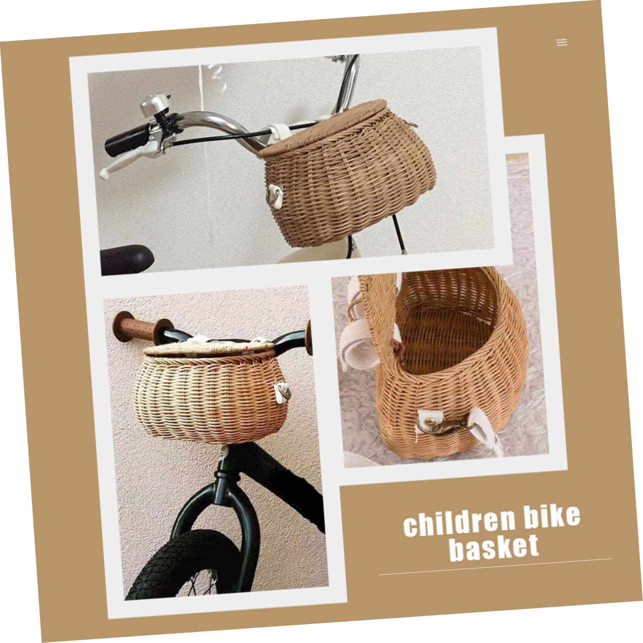 POPETPOP 2 Pièces Panier De Vélo Panier De Vélo pour Enfants Paniers De Rangement avec Couvercles Panier De Vélo avec Couvercle Panier De Vélo en Osier De Pique- Vélo Vélo pour