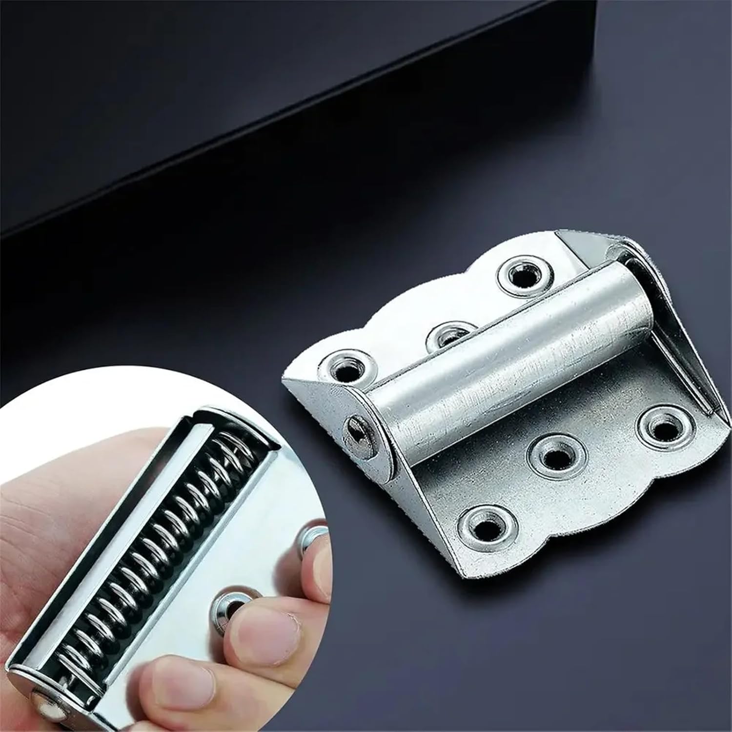 2Pcs Stainless Steel Spring Hinges – Self-Closing Flush Mount Cabinet & Window Hinges, Rustproof Home Hardware