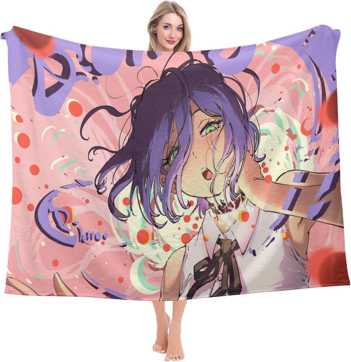 チェンソーマン アニメイラストブランケット 大判 125&times;150cm 毛布 高精細プリント フランネル素材 ふんわり感 抗菌 防ダニ