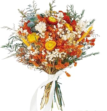 17" Dried Flower Bouquets, 100% Natural Dried Flowers with Dried Daisy,Dried Baby Breath,Chrysanthemum Flowers Decor for Vase Rustic Boho Home Decor,Party Fall Table Decor