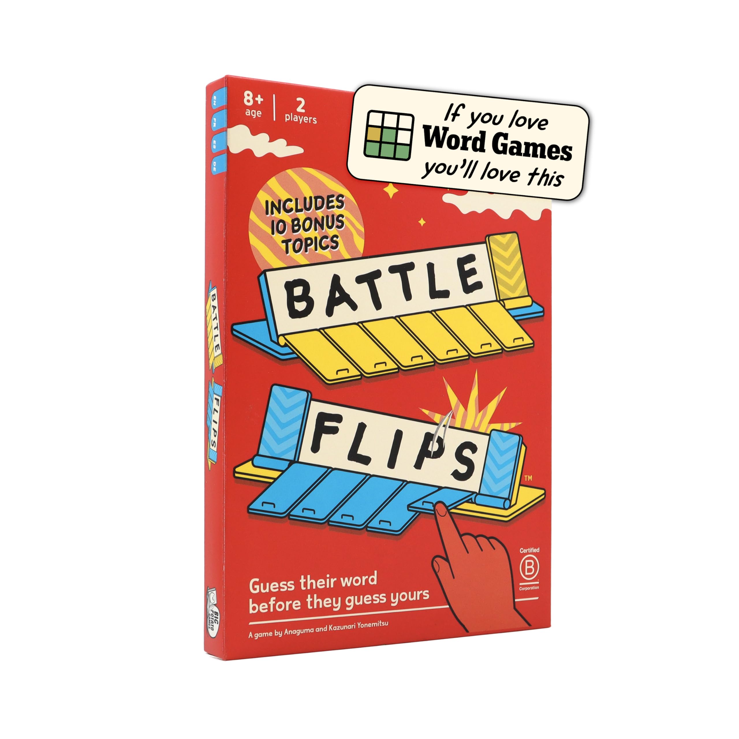 Battle Flips | The 2 Player Travel Word Game | Guess Their Word Before They Guess Yours | Perfect for Holidays, Trips & Gifts | Includes Travel Bag | Big Potato