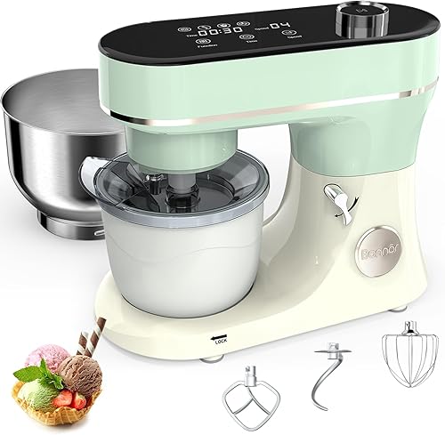 Juego de batidora de pie, batidora de cocina de 6 cuartos con pantalla táctil LED, batidora de cabeza inclinable de 11 velocidades con temporizador,