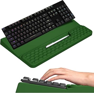 Keyboard Stand with Wrist Rest, Computer Keyboard Pad with Wrist Support, Ergonomic Keyboard Riser Holder Lift Tray, Soft Memory Foam Desk Wrist Pad for Office, Home, School - Green