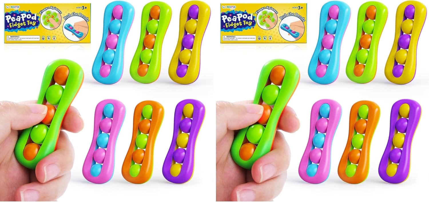 LESONG Fidget Sensory Toys for Kids: 12 Pack Colorful Finger Spinner Toys
