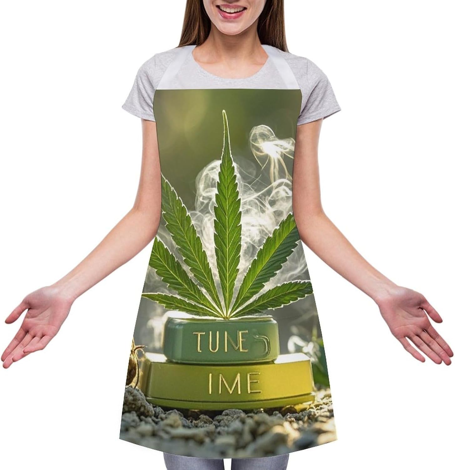 Weed Marijuana Apron Adjustable Chef Apron with Pocket for Men Women Waterproof Bib Apron Durable Cooking Apron for BBQ Baking Kitchen Cooking Apron
