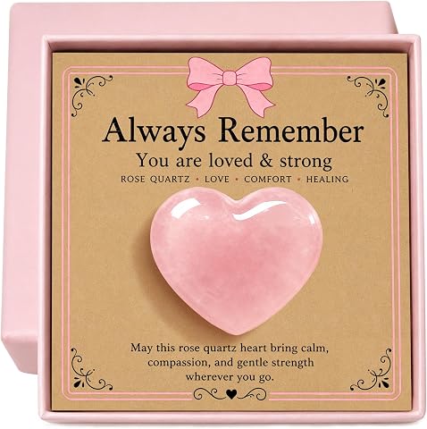 Rose Quartz Pocket Heart with Affirmation Message Card