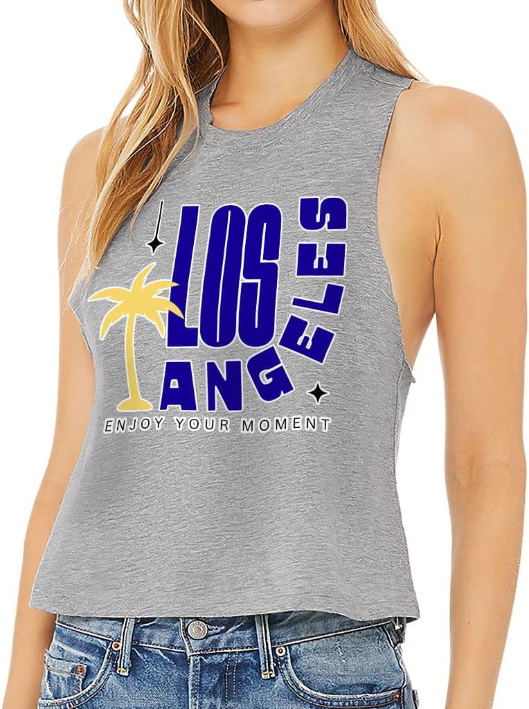Enjoy Your Moment Racerback Cropped Tank - Los Angeles Women's Tank - Bright Tank Top
