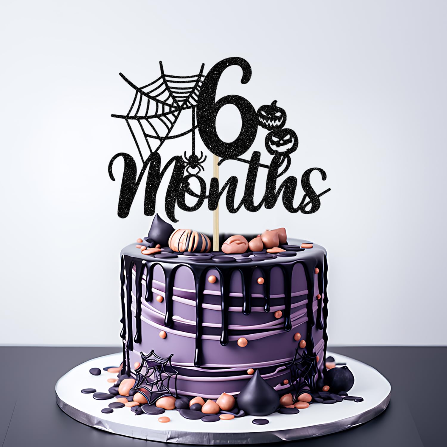 Spider Theme Party Supplies Spider Theme Cake Toppers 9PCS Set - Halloween Birthday Party Decorations With Web & Building Halloween Cake Decorations