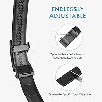 Vista 4 de BOSTANTEN Cinturón de cuero con trinquete para hombre con hebilla ajustable deslizante, corte para adaptarse, Negro