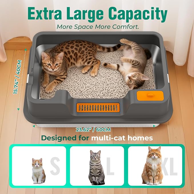 Caja de arena metálica Oroley 2PACK extra grande para gatos miniatura 3